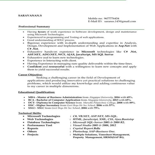 SARAVANAN.S_Dot Net 4Years Experience