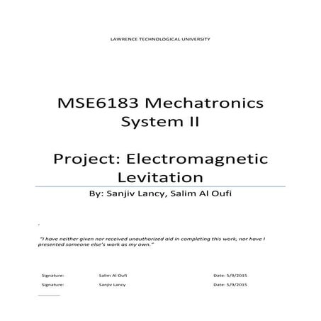 Electromagnetic Levitation (control project)