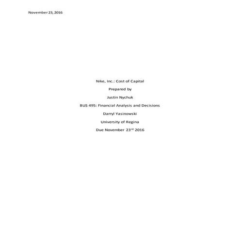 Nike Cost of Capital Case | DOCX