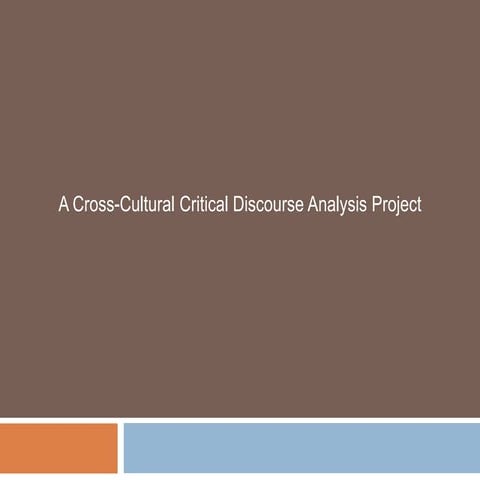 Discourse Analysis - Project Instructions