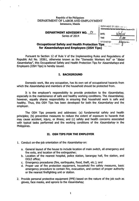 Occupational Safety and Protection ...