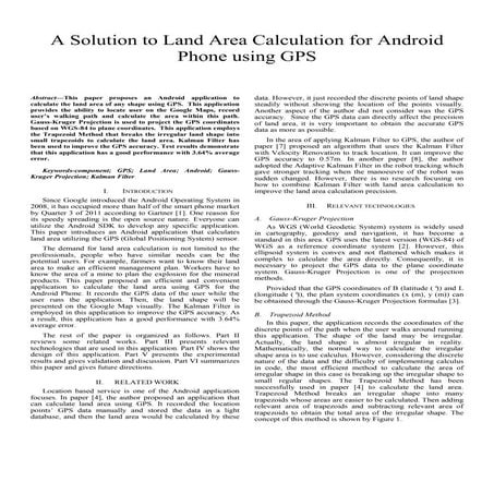 A Solution to Land Area Calculation for Android Phone using GPS-Luwei Yang