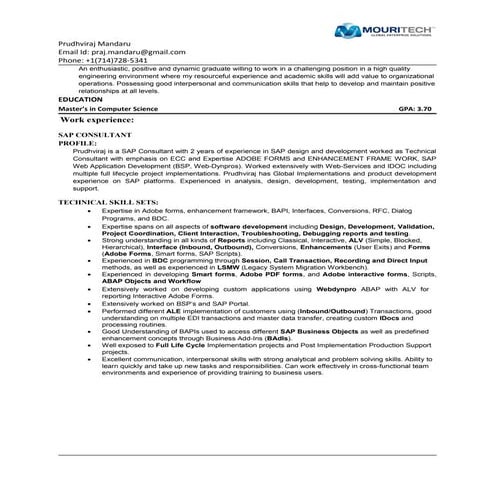 Prudhvi sap_Resume