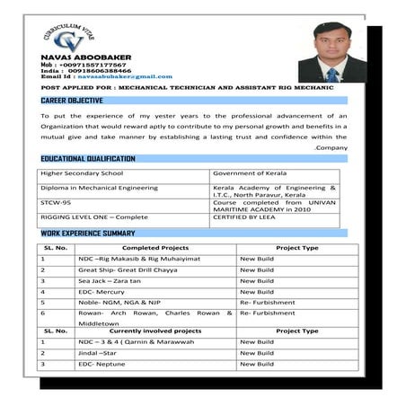 ASSISTANT RIG MECHANIC OFFSHORE | DOC