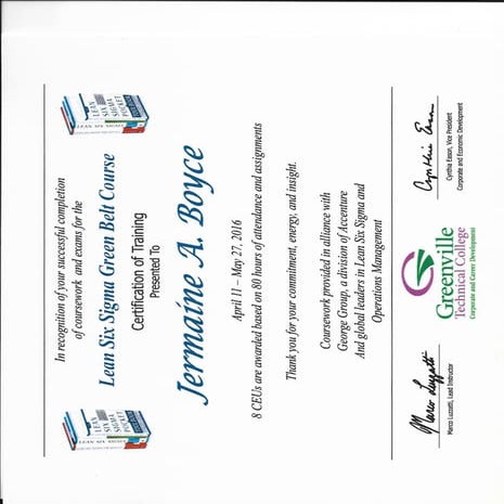GREENBELT SIX SIGMA CERTIFICATION