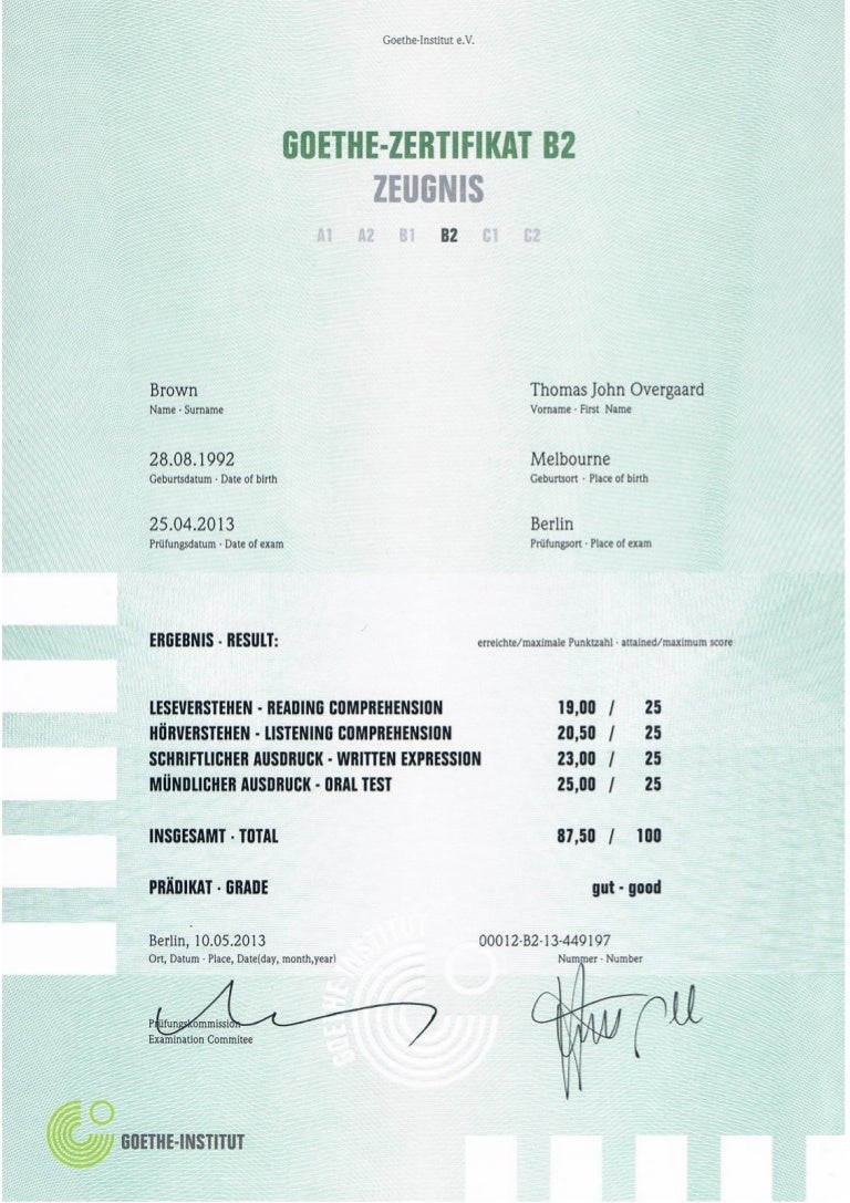 Goethe Zertifikat B2