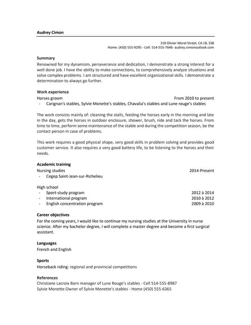 English recommendation letter Mercure Hotel Courchevel | PDF