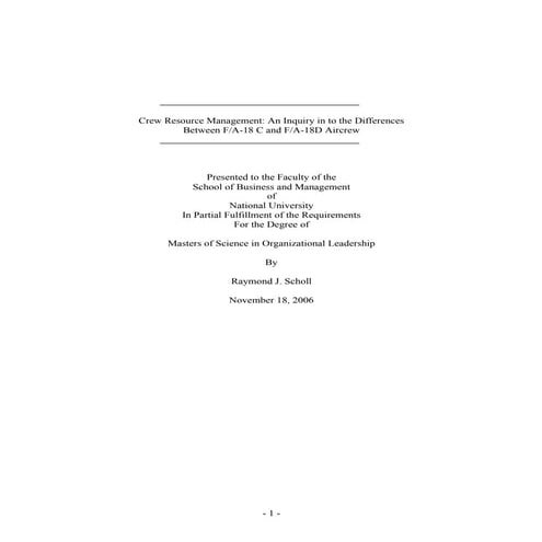 Crew Resource Management- An Inquiry in to the Differences  Between F:A-18 C ...