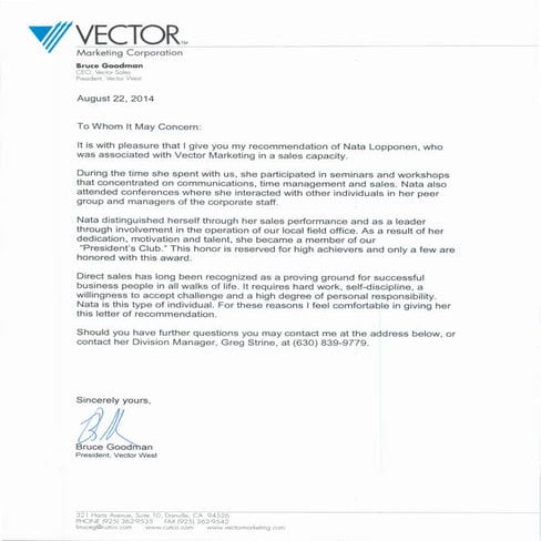 Letter of Recommendation