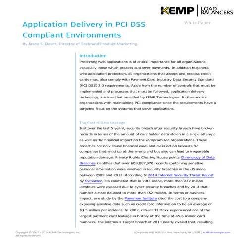 Whitepaper - Application Delivery in PCI DSS Compliant Environments