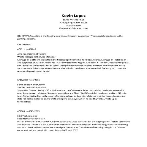 Kevin Lopez Resume New