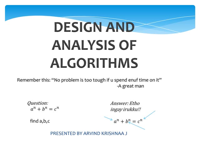 Design and Analysis of Algorithms | PPTX | Computing | Technology ...