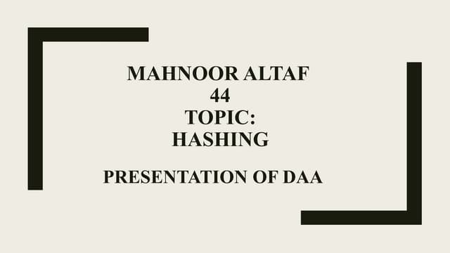 Presentation Of Analysis  