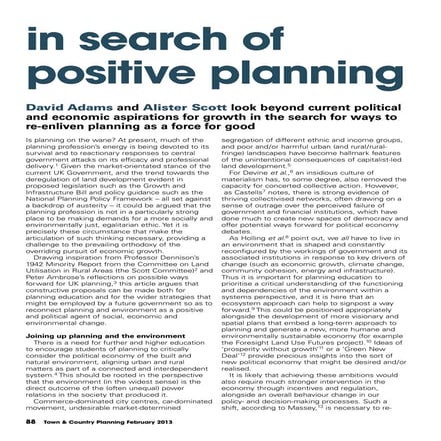 In Search of Positive Planning 