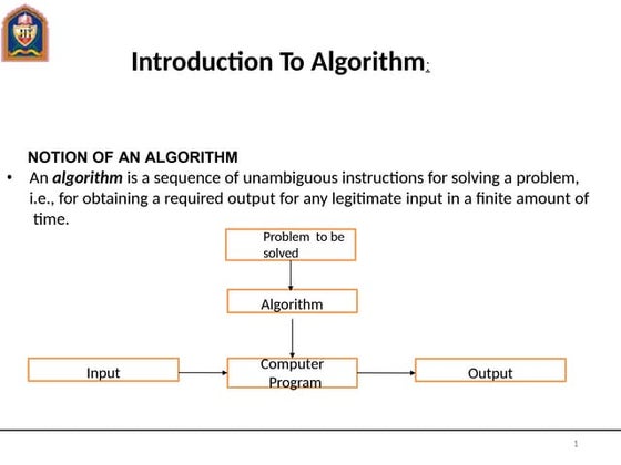 Introduction to algorithms | PPTX | Programming Languages | Computing