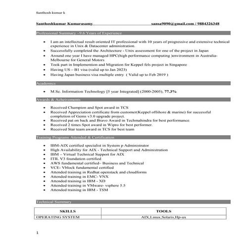 Santhosh resume