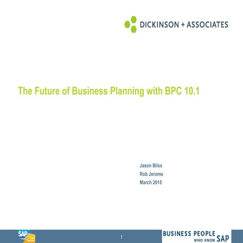 The Future of Business Planning with BPC 10.1 and SAP  HANA