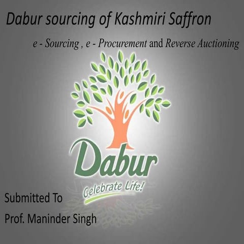 Dabur sourcing of saffron(e-sourcing & Reverse auctioning)