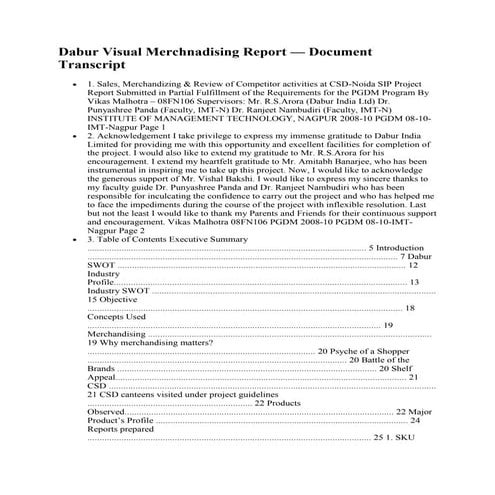 Dabur visual merchnadising report    ch