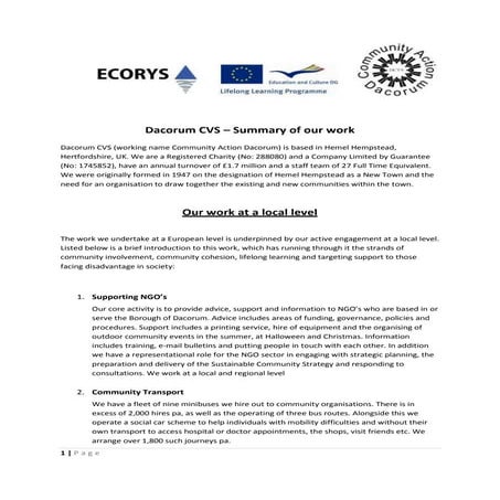 Dacorum CVS – Summary of our work