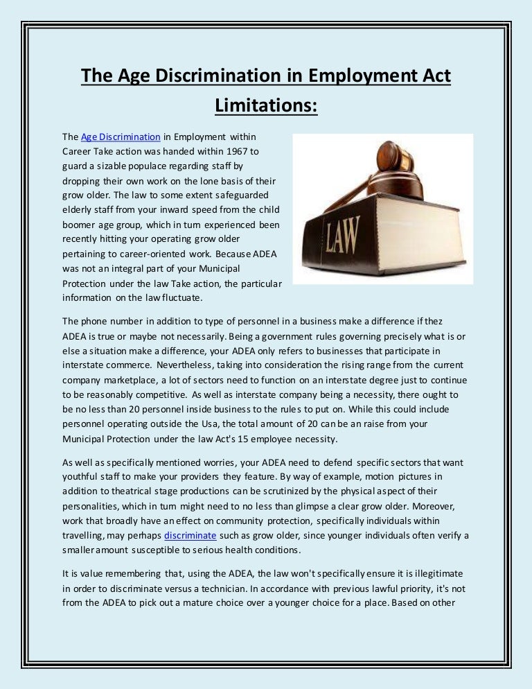 The Age Discrimination in Employment Act Limitations