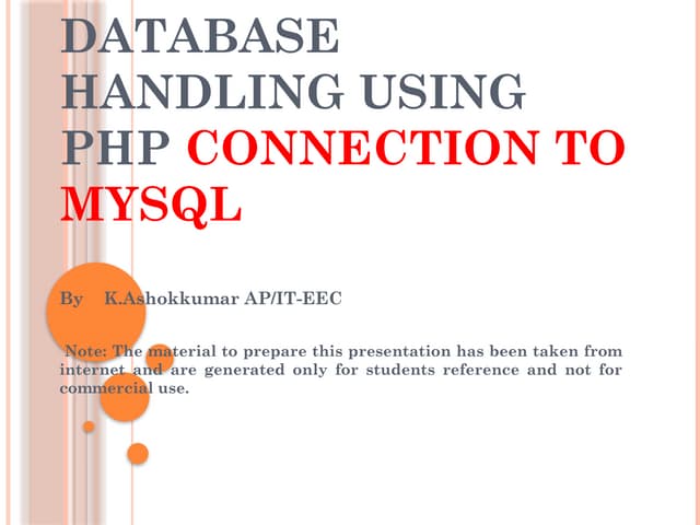 Dadabase connection using PHP and MYsQL.pptx