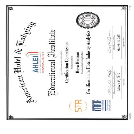 Certification in Hotel Industry Analytics PDF
