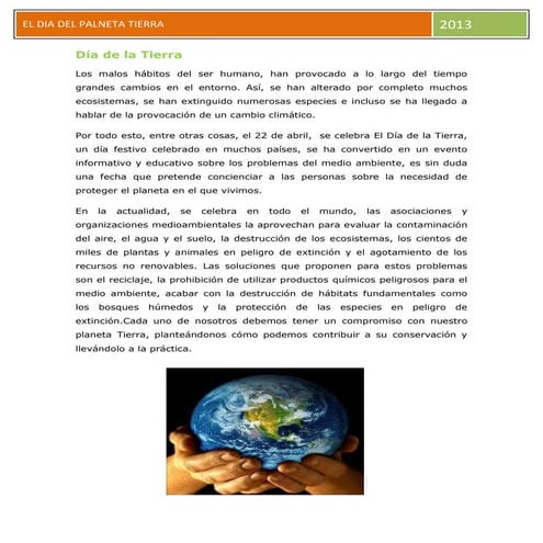 Día del planeta tierra