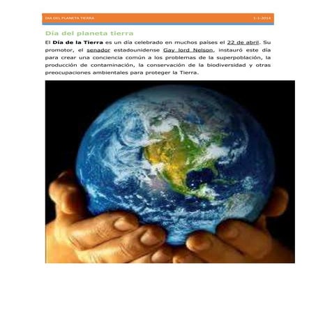 Día del planeta tierra