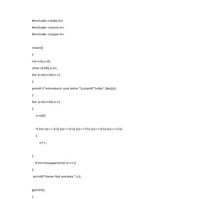 Dado un vector imprimir cuantas vocales tiene