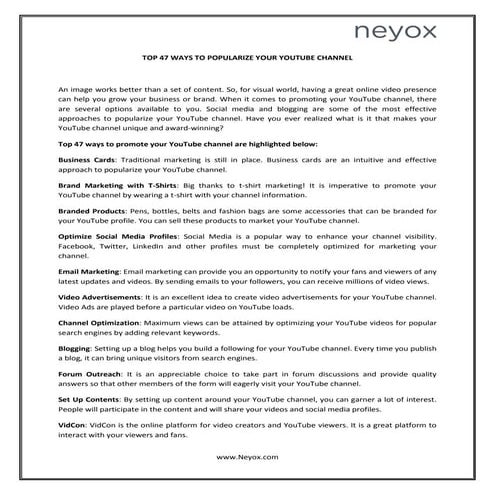 TOP 47 WAYS TO POPULARIZE YOUR YOUTUBE CHANNEL