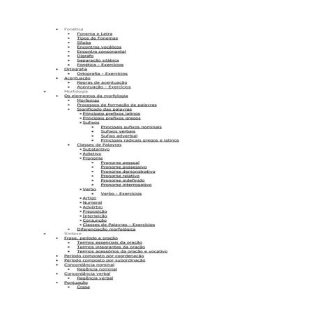 Da fonética até à sintaxe1