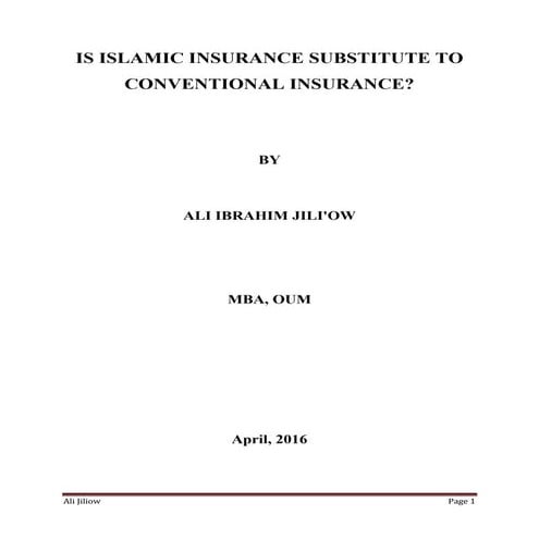 Is islamic insurance substitute to conventional insurance