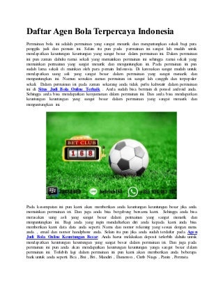 Daftar agen bola terpercaya indonesia