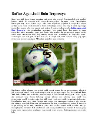 Daftar agen judi bola terpecaya