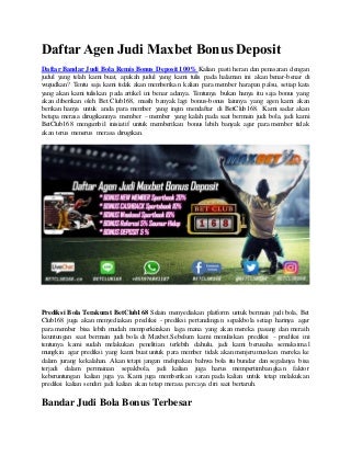 Daftar agen judi maxbet bonus deposit