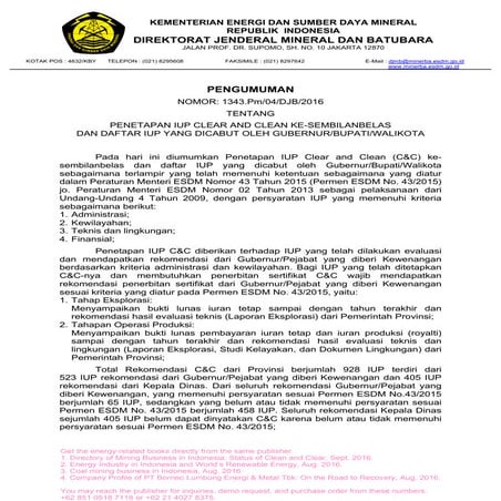 Daftar CNC ke-19 & IUP yang Dicabut