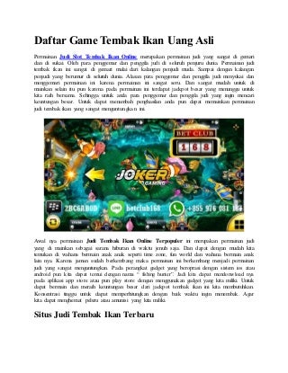 Daftar game tembak ikan uang asli