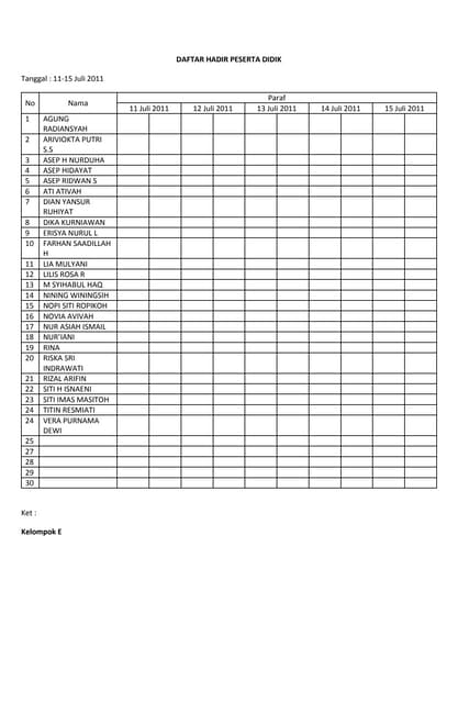Daftar hadir peserta didik d | DOCX