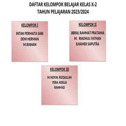 Daftar Kelompok Belajar dan Program 7K Kelas X-2 Tahun 2023/2024 | DOCX