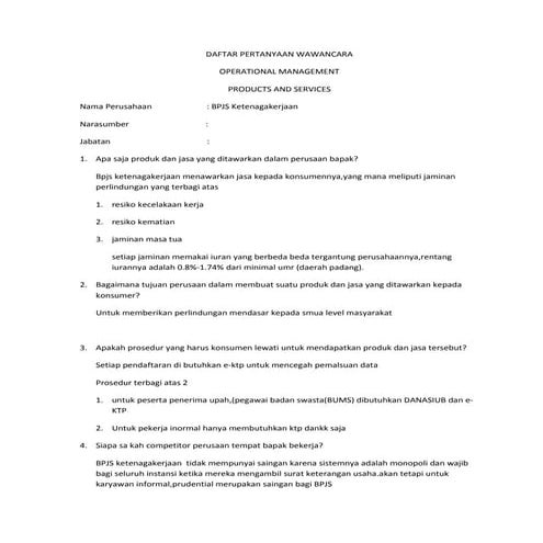 Daftar pertanyaan wawancara (in Bahasa)