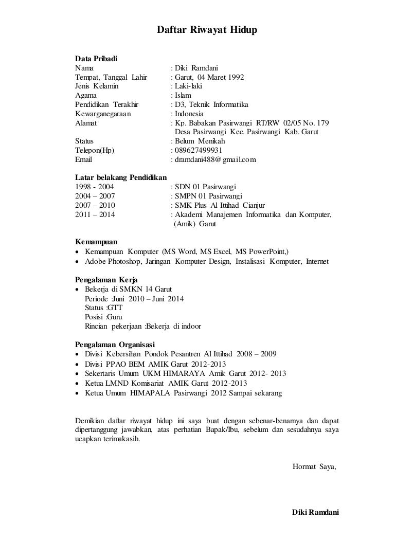 Daftar riwayat hidup