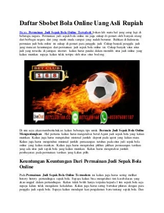 Daftar sbobet bola online uang asli rupiah