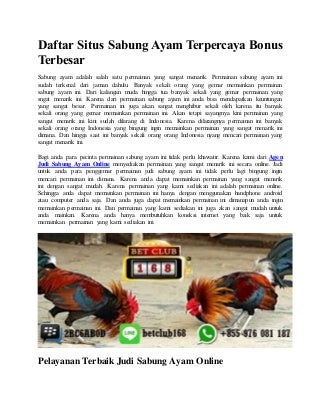Daftar situs sabung ayam terpercaya bonus terbesar