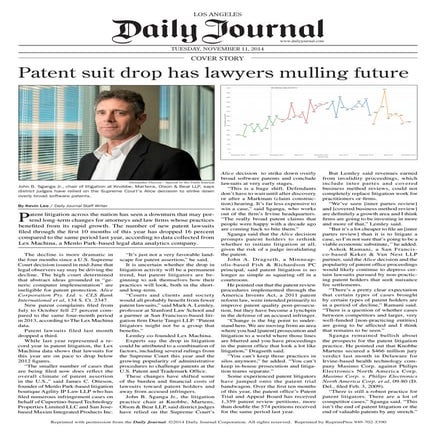 Patent Suit Drop Has Lawyers Mulling Future | Daily Journal