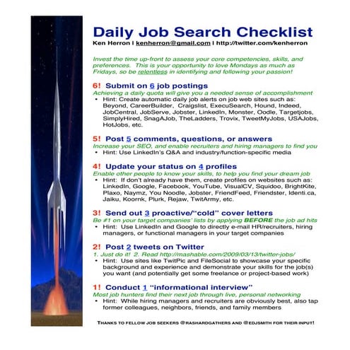 Daily Job Search Checklist