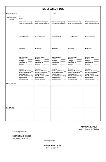 Grade 1 daily lesson log. week 6 day 1 to 5 GMRC | PPT