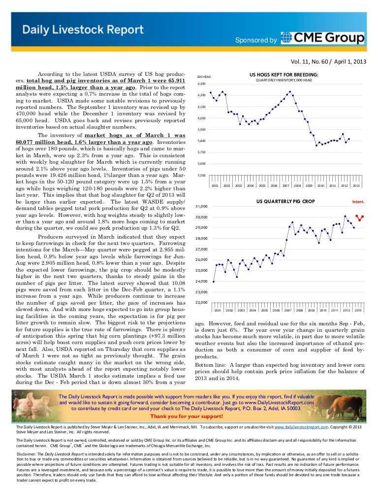 Daily livestock report apr 01 2013