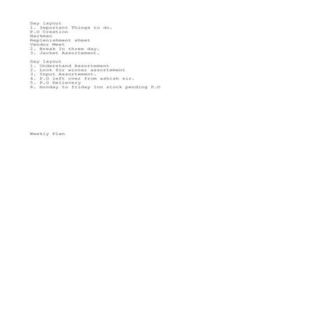 Daily plan weekly plan | TXT