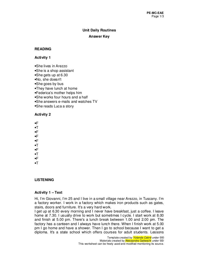 Readworks Routine Answer Key - designsaraya
